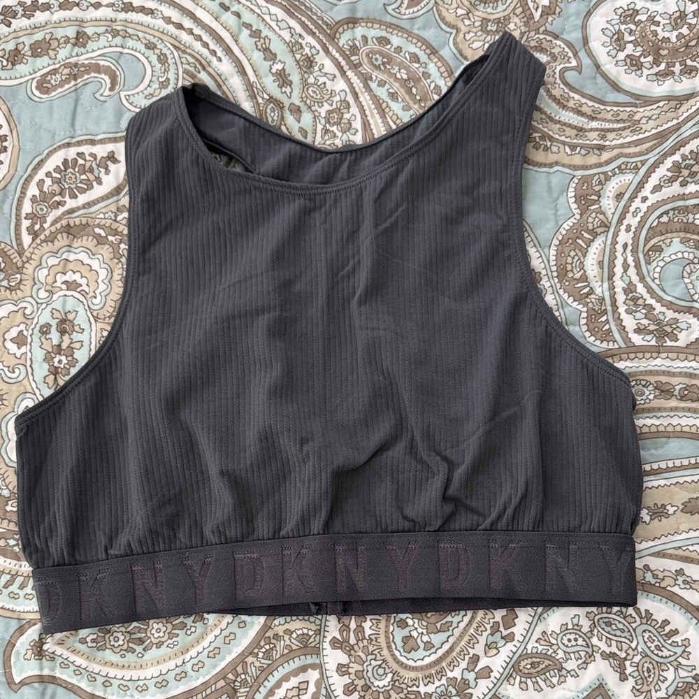 DKNY Charcoal Ribbed Sports Bra